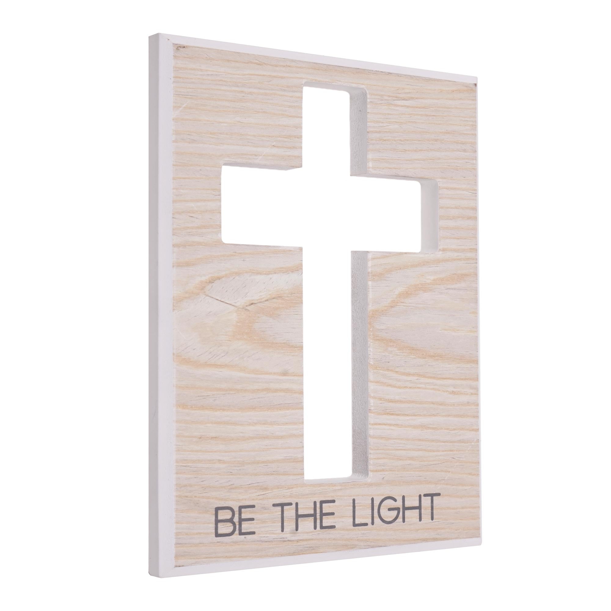 (2 pack) Crystal Art Gallery Be the Light Typographic Cross Wood Wall Plaque Art - 8" x 6"