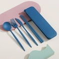 thumbnail image 5 of Walbest 4Pcs/Set Reusable Portable Plastic Cutlery Set with Storage Box, Spoon Fork Cutter Chopsticks Tableware Set for Outdoor Travel, 5 of 7