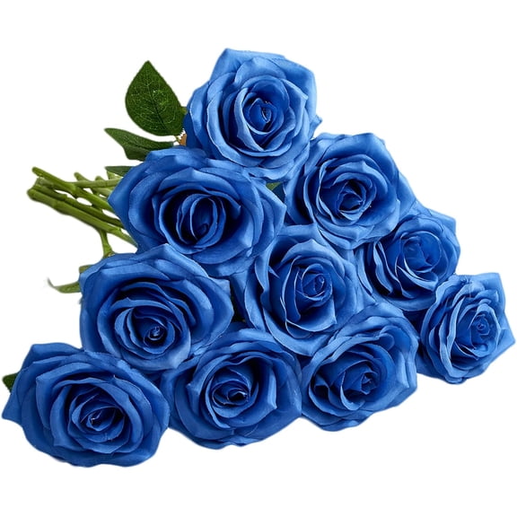 Artificial Rose 10pcs Open Flower Bouquet Faux Rose Stems for Wedding Arrangement, Bridal Bouquet, Centerpiece, Fake Faux Silk Flowers
