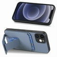 thumbnail image 2 of Case for iPhone 11 with Hidden Kickstand, Carbon Fiber Texture Wallet Case with Card Holder for iPhone 11 Magnetic Car Mount Shockproof Military Grade Protection Cover, Blue, 2 of 10