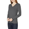 thumbnail image 3 of XPMWRP Women's Solid Color Winter Warm Sweaters Trendy V-Neck Knit Sweater Casual Long Sleeve Pullover Tunic Top Fall Fashion Gray L, 3 of 7