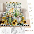 thumbnail image 5 of Sunflower Gnomes Blanket Soft Cozy Warm Throw Blanket for Couch, Plush Fuzzy Flannel Fleece Blankets for Sofa, Spring Farmhouse Daisy Leaf Wooden Grain Bed Blankets Lightweight Gifts for Men, 30"x40", 5 of 9
