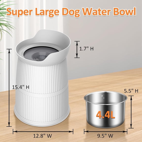 Elevated Dog Bowls Large Sized,15.4in High Raised Stand,4.4L No Spill Water Dispenser for Large Medium Pets