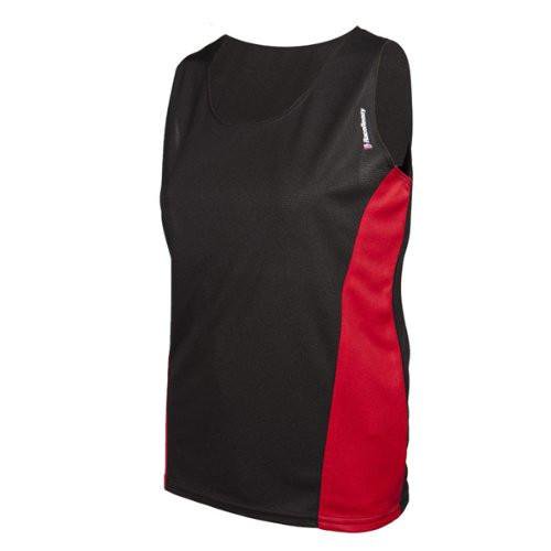 RaceReady Women's RaceDay Track Running Singlet, Black/Red - Medium