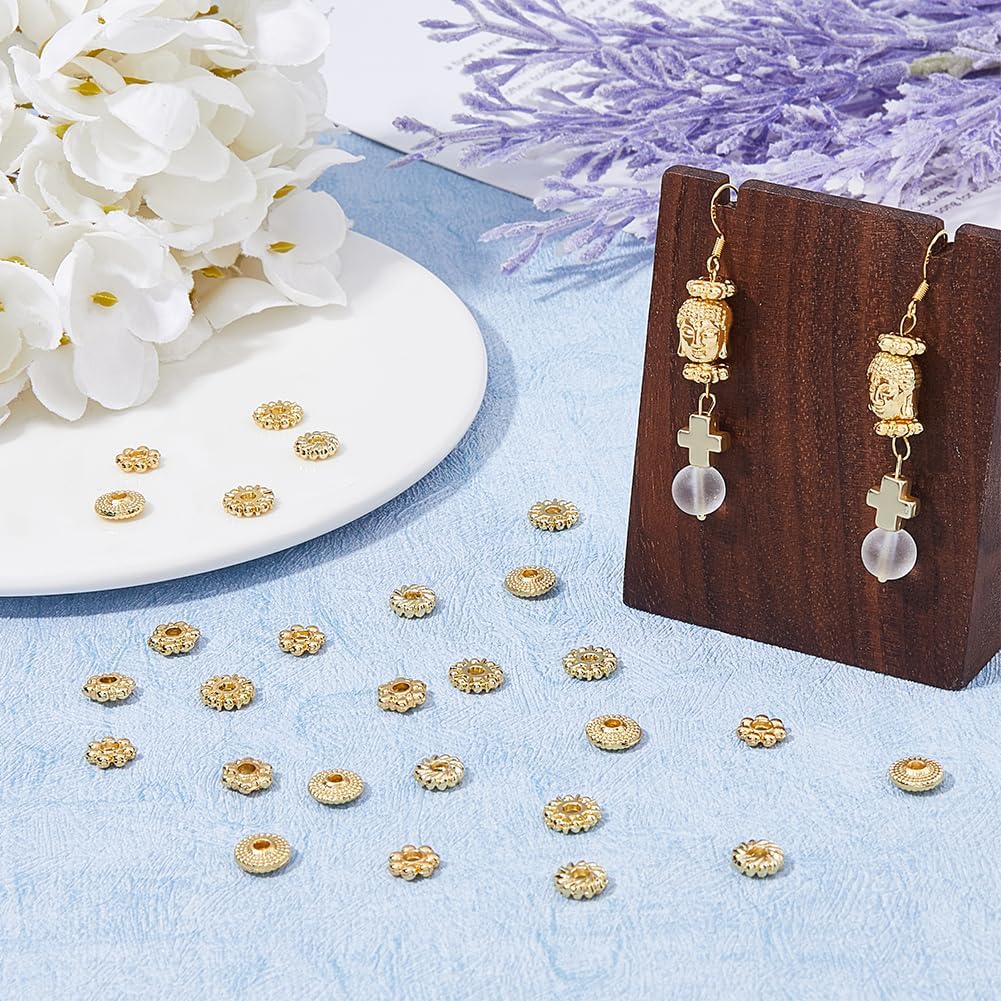100pcs Tibetan Alloy Flower Metal Beads - Antique Gold Decorative Spacers 9mm