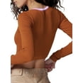 thumbnail image 5 of Nituyy Women Long Sleeve Shirt Contrast Color Ribbed Pullover Crop Tops, 5 of 6