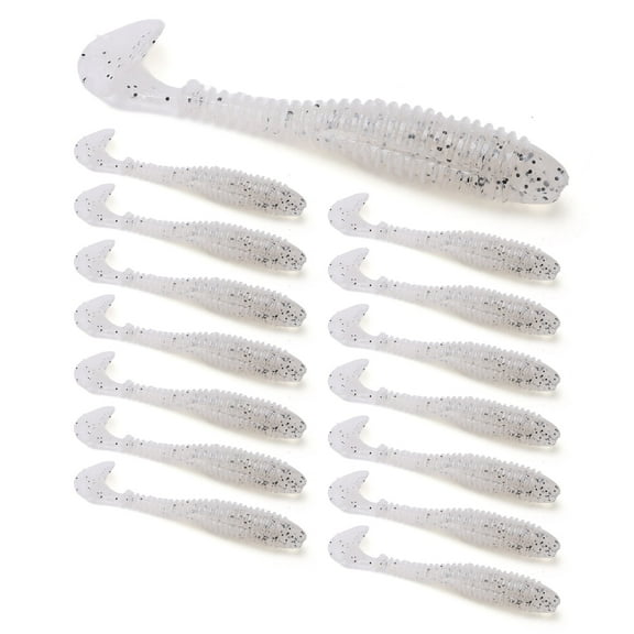 15Pcs Silicone Soft Lure Simulation T Tail Fishing Bait Double Color With Spiral Pattern Fishing Lures Silicone Non Toxic Soft T Tail Fishing Lure For Sea Fishing