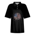 thumbnail image 3 of Mohiass Womens Patriotic Collared Polo Shirts Cotton Wicking Independence Day American Flag Lapel Tops Short Sleeve Stars Striped Summer Button Down Shirt Black L, 3 of 4