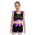 thumbnail image 1 of Jizyo Kids Girls Rhinestone Print Crop Tank Tops and Shorts Set for Gymnastic Dance Training Purple 12, 1 of 5