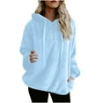 thumbnail image 2 of WMTBSRSW Womens Winter S-5XL Fuzzy Fleece Sweatshirts with Pockets Cozy Sherpa Lined Half Zip Pullover Solid Loose Casual Plus Size Long Sleeve Tops Light Blue 5X-Large, 2 of 8