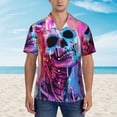 thumbnail image 4 of Daiia Neon Skull With Milkshake Hawaiian Shirt for Men Gentle Cotton Regular Short Sleeve Casual-XX-Large, 4 of 9