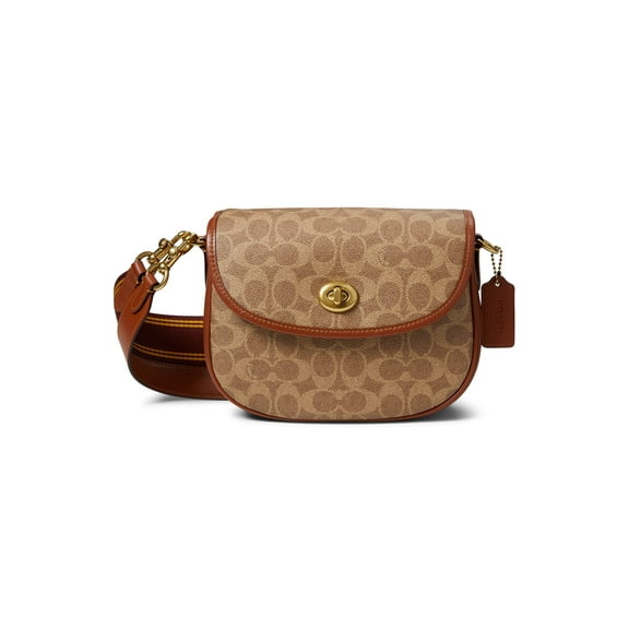 COACH Coated Canvas Signature Willow Saddle Bag Tan/Rust One Size