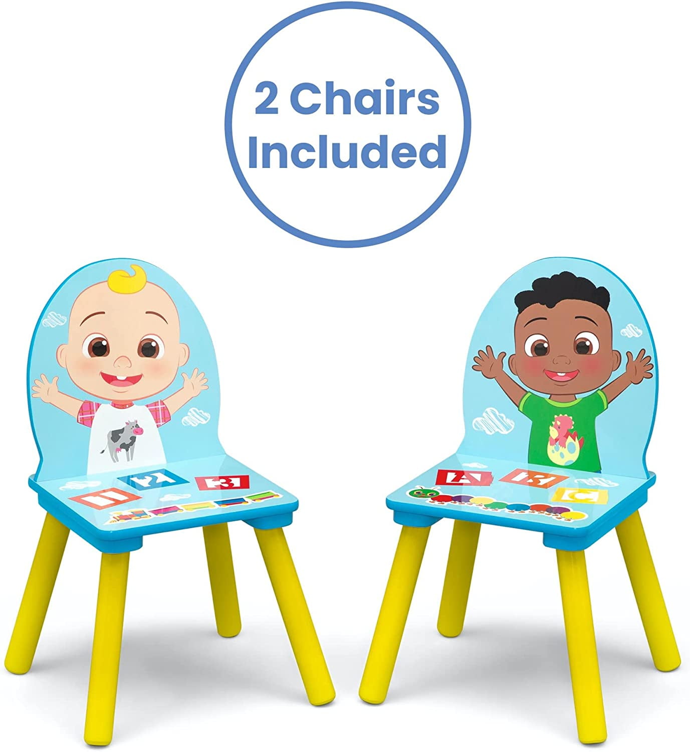 CoComelon Table and 2 Chairs with Storage Set by Delta Children, Greenguard Gold Certified, Toddler
