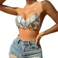 thumbnail image 5 of Kilaqueen Sparkly Sequin Bras for Women Spaghetti Strap Halter V Neck Bikini Tops Fashion Sexy Club Party Festival Outfits, 5 of 9
