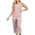 thumbnail image 2 of Doublju Women's Sleeveless Racerback Lace Capri Pajama 2 Pcs Set (Plus Size Available), 2 of 4