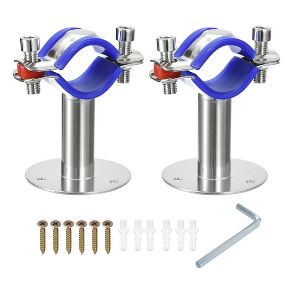 Unique Bargains 2Pack Pipe Supports Adjustable Pipe Bracket Clamp Pipe Strap for 32-34mm Pipe