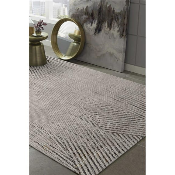 63 x 91 in. Ivory or Grey Polyester Rug