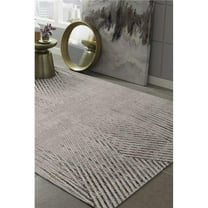 63 x 91 in. Ivory or Grey Polyester Rug