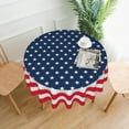 thumbnail image 2 of Patriotic Tablecloth Round 60 Inch 4th of July Table Cloth Washable Spillproof Wrinkle Free Blue Red White Independence Day Holiday Fabric Table Cover for Indoor Outdoor Kitchen Dinning Round Tables, 2 of 6