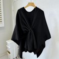 thumbnail image 5 of LinYooLi Poncho Cape Élégant pour Femmes - Croisé devant Couleur Unie - Cardigan Tricoté, 5 of 5