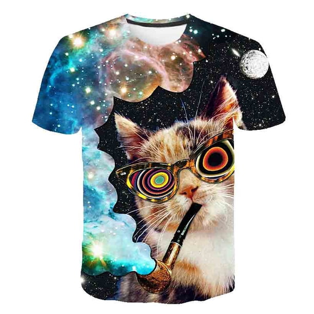 Verano 2023, camiseta de dibujos animados en 3D para niños, camiseta con estampado de animales para niños y gatos, camisetas para niñas, camisetas de dibujos animados para niños, ropa de animales 12T Gao Jinjia LED