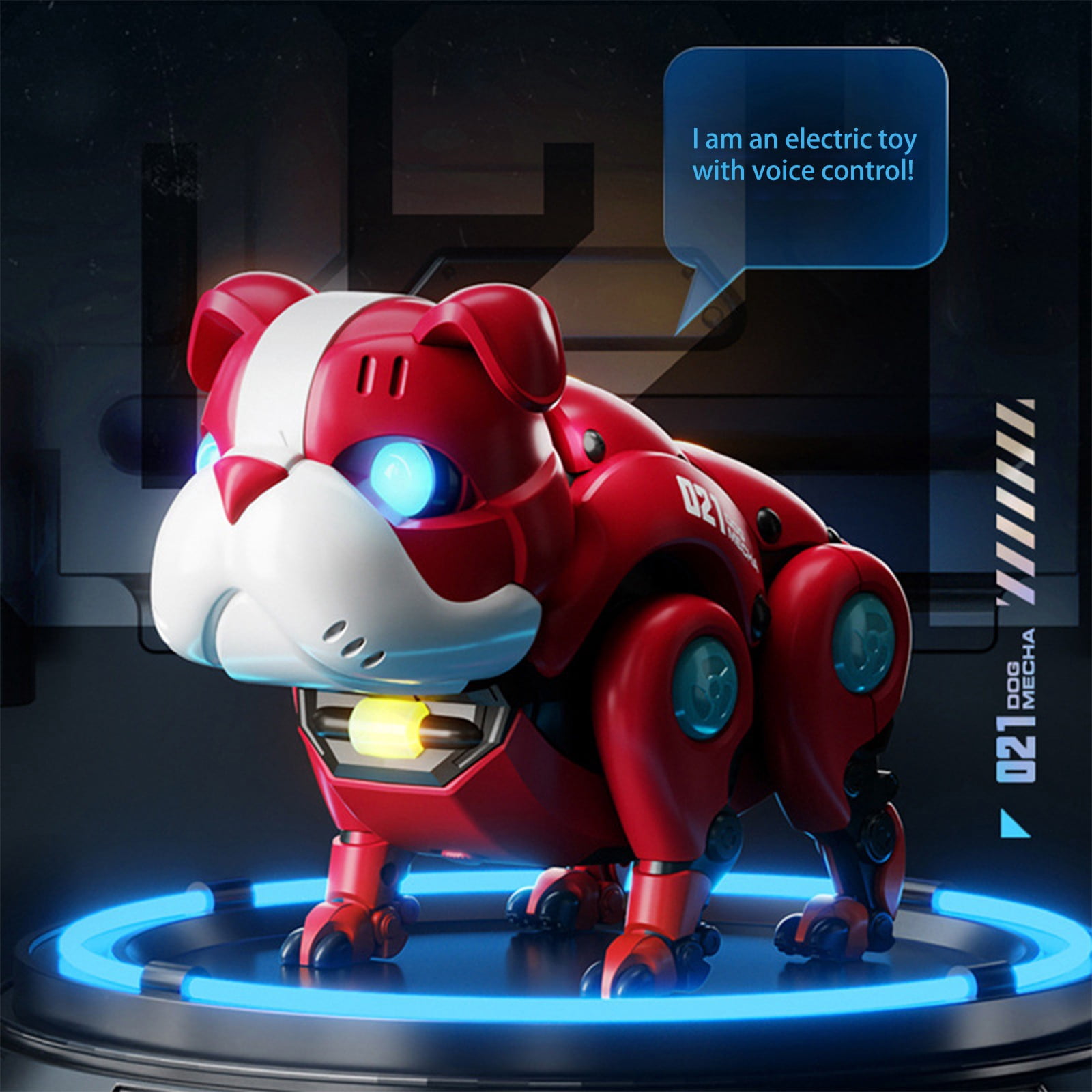 Weloille Violent Dog, Robot Dog, Children's Intelligent Pet Dog, Voice Control, Music, Lighting, Mechanical Dog Toys, Toys For Boys And Girls, Birthday Gifts (Red, 7.9x3.9x5.1inch)