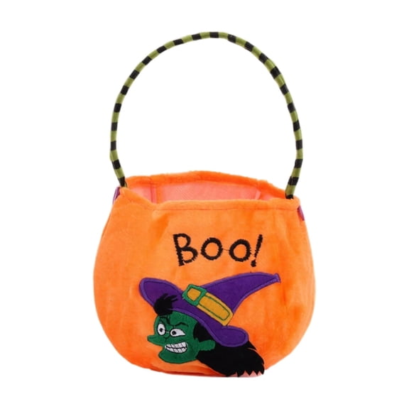 Halloween Candy Bag, Trick or Treat, Halloween Pumpkin Shaped Handle Tote Bag, Halloween Party Favor Holder, Decorative Candy Storage Bag for Holiday Events and Seasonal Home Display