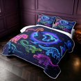 thumbnail image 3 of Manfei Neon Dinosaur Wildlife Twin Quilt Set,Gothic Cloud Stars Twin Coverlet Set,Blue Pink,2pcs,1 Bedspread and 1 Pillowcase, 3 of 7