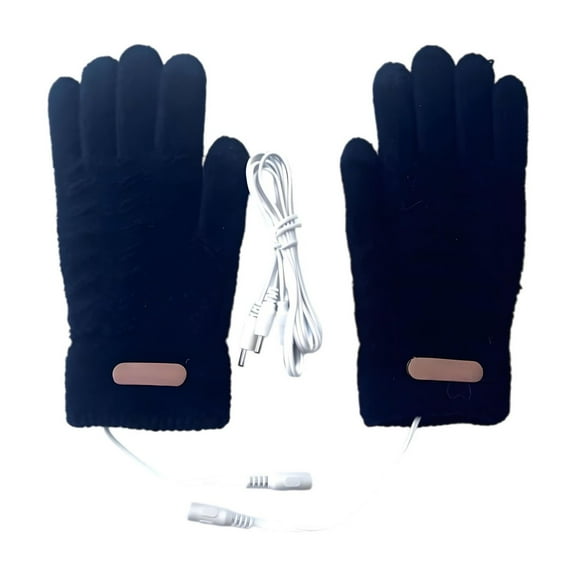 Black Heated Gloves Winter Warm Full Finger Knitted Mittens With Usb Rechargeable Battery For Outdoor Activities Cold Weather Hand Warmer 8.28 X 4.52 Inches 0.22 Pounds 2Pc