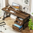 thumbnail image 2 of Tribesigns 59 Inch Computer Desk with 3 Drawers, Brown Industrial PC Desk with File Storage, 2 of 5