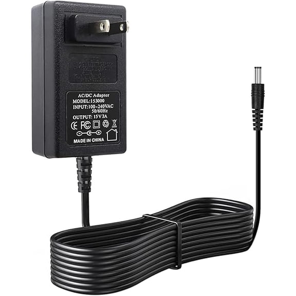 xixishop 15V 3A 6FT Power Supply Adapter Charger Cable (Input AC 100V-240V, Output DC 15 Volt 3 Amp 45 Watt) Adapter Transformer Converter DC 5.5mm x 2.1mm & 2.5mm
