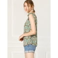 thumbnail image 4 of Blusa floral sin mangas de gasa con correa de decoración de pajarita sin mangas para mujer Verde M, 4 of 6