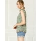 thumbnail image 4 of Blusa floral sin mangas de gasa con correa de decoración de pajarita sin mangas para mujer Verde XL, 4 of 6