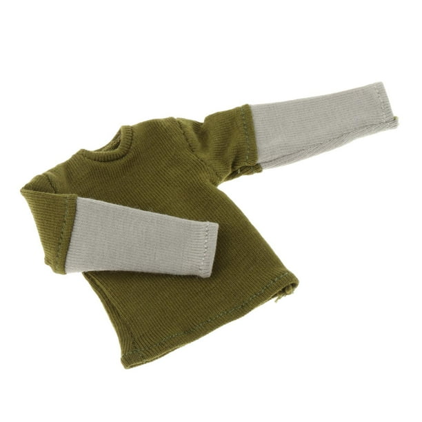 Camiseta de manga larga para hombre, ropa en miniatura, disfraz para muñeca de 6 pulgadas, escala 1/12 Verde