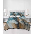 thumbnail image 3 of Turquoise Ombre Twin Size Down Alternative Comforter, Lightweight Comforter Quilt Bedding Set with Pillow Shams Brown Abstract Modern Gradient Retro Art All Seasons Bed Comforter Duvet Insert 68"x86", 3 of 7