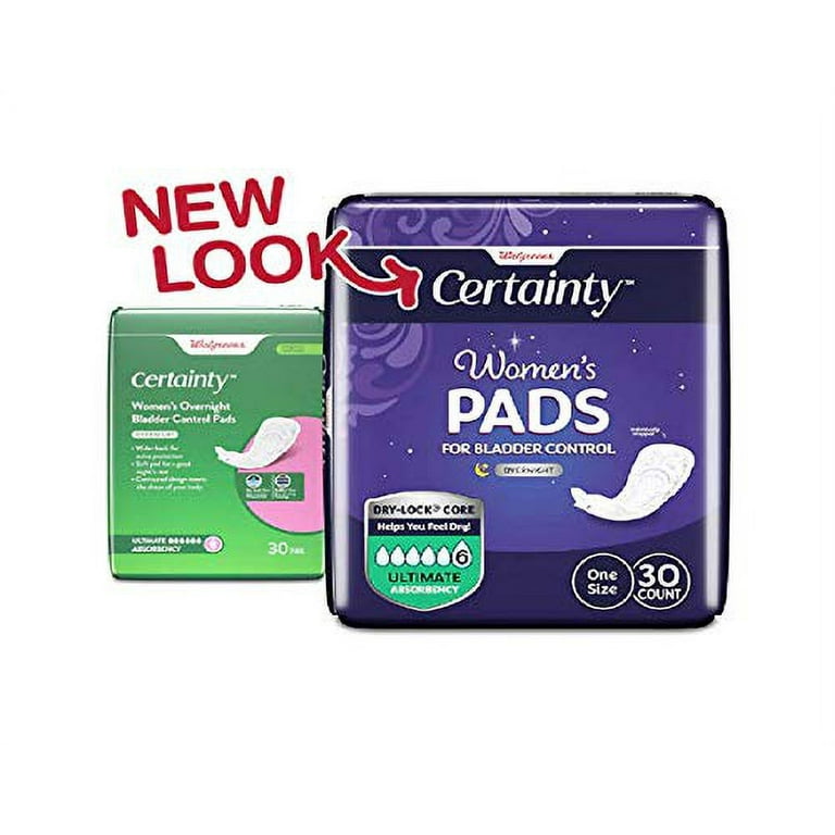 Certainty Women's Ultimate Absorbency Overnight Bladder Control Pads - 30 ct