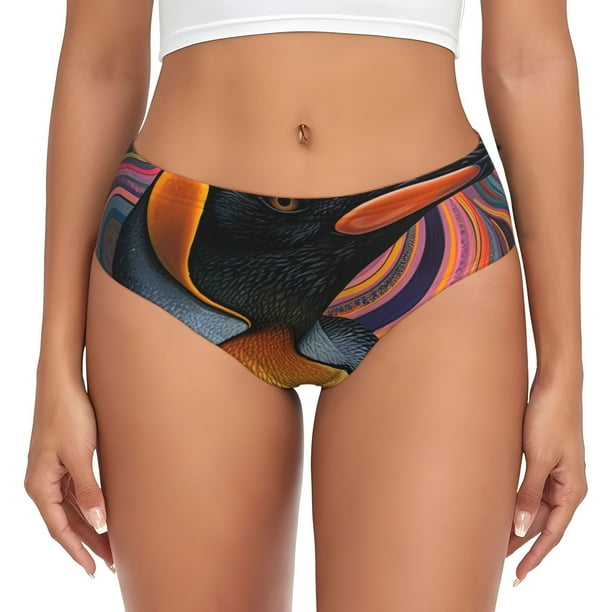 Balery Abstract Pattern Penguin Ropa Interior de Algodón para Mujer con Dibujo – Braguitas Cómodas y Elásticas, Estilo Clásico-Small