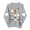 thumbnail image 2 of Meichang Casual Halloween Sweatshirts Women Oversized Crew Neck Sweatshirt Cute Ghost Print Sweatshirts Long Sleeve Sweatshirts Fall Pullover, 2 of 6