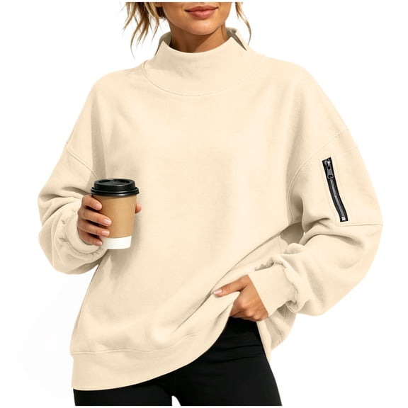 Kezqiaxn Womens Crewneck Sweatshirt Fashion Long Sleeve Fall Casual Pullover Tops with Pockets Sweatshirts for Women