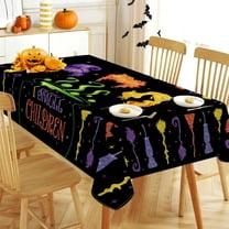 Halloween I Smell Children Rectangle Tablecloth 60 x 84 Inch, Sanderson Sisters Witch Broom Decorative Table Cloth Glitter Dining Table Cover, Hocus Pocus Holiday Dinner Picnic Decoration