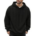 thumbnail image 2 of gbyLJF Men's Crewneck Sweaters Solid Color Long Sleeve Knitted Hooded Pullover Soft Comfoy Casual Textured Sweaters for Men, 2 of 8