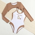 thumbnail image 7 of Toddler Bathing Suit Teen Girls Long Sleeve Sun Protection One Piece Swimsuit with Cover Up Two Piece Swimwear Baby Girl Swimsuit Khaki 7 Years-8 Years, 7 of 7