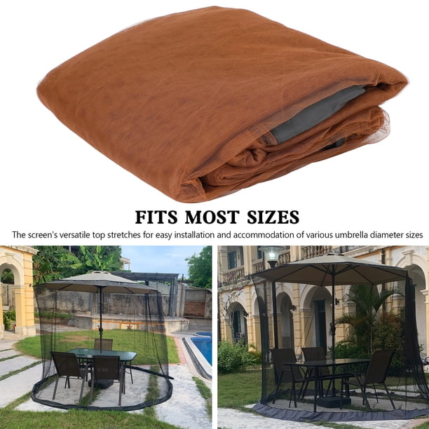 10 ft patio umbrella netting 9.2 XL Black Mosquito Net Heavy-Duty Fabric bedcanopystore and zippered entrance allows you easy access 10FT Umbrella Screen Cover Mosquito