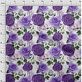 thumbnail image 3 of oneOone Cotton Flex Violet Fabric Leaves & Rose Floral Craft Projects Decor Fabric Printed By The Yard 40 Inch Wide, 3 of 4