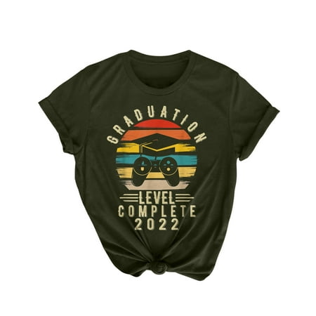 

Tank Top for Women Nursing Tops Graduation Gifts for Him Her 2022 High School College T-Shirt Summer Letter Print Short Sleeve Blouse Tank Tops Womens Blouses and Tops Dressy Clearance Green XL