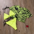 thumbnail image 4 of Douhoow 3Pcs Women Leopard Swimsuits Bikini Crop Tops+Sling Bra+Lace Up Panties, 4 of 7
