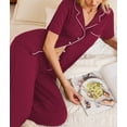 thumbnail image 4 of Avidlove Pajama Sets for Women 2 piece Short Sleeve Button Down Pj Sets with Long Pants Notch Collar Matching lounge set Sleepwear with Pockets, 4 of 6