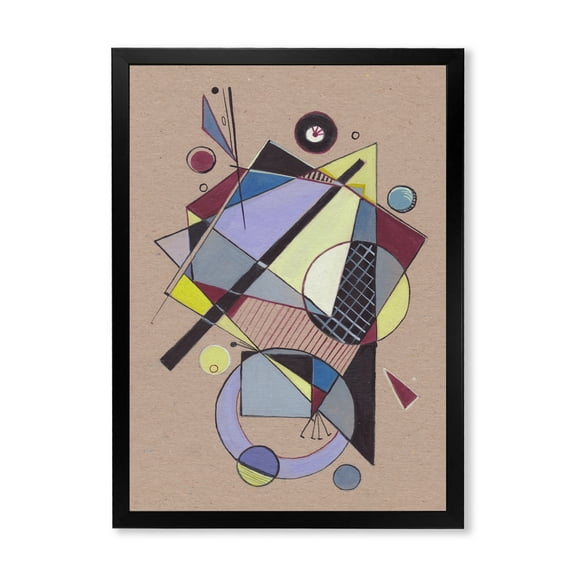 Designart 'Abstract Compositions Of Colored Geometric IV' Modern Framed Art Print