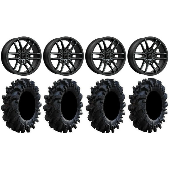 MSA Fang 18" Wheels Black 36" Intimidator Tires Kawasaki Mule Pro FXT
