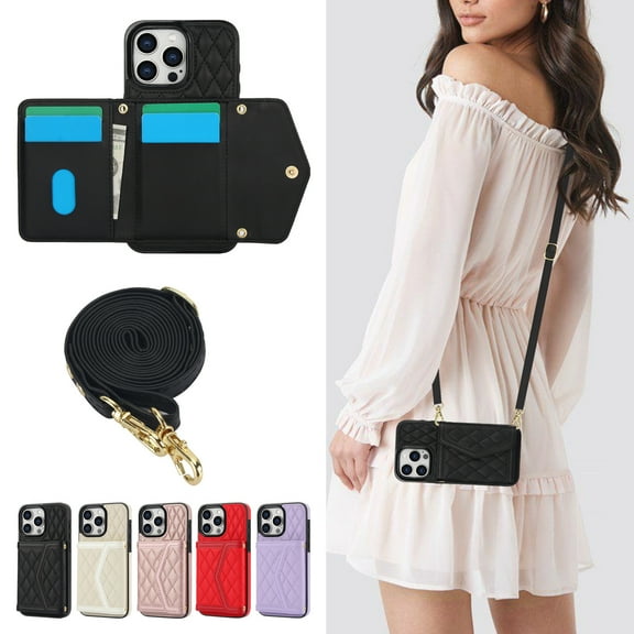 Compatible with iPhone 16 Pro max Wallet Case for Women Crossbody Phone Case PU Leather Zipper Handbag Wrist Strap Cover Credit Card Holder,for Apple 16 Pro,Cell Phone Cases